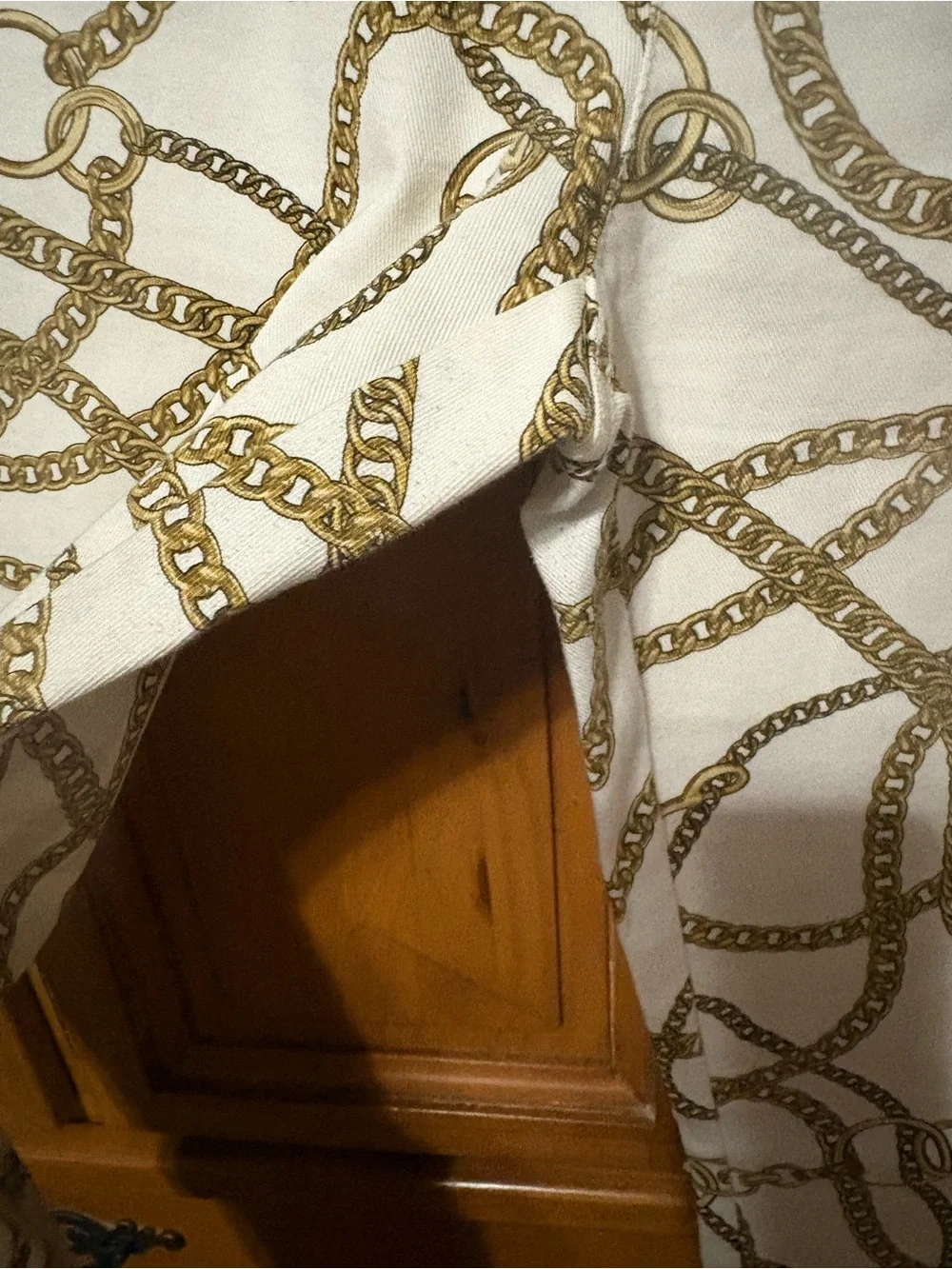 Michael Kors White Skinny Pants with Gold Chain Print Accent